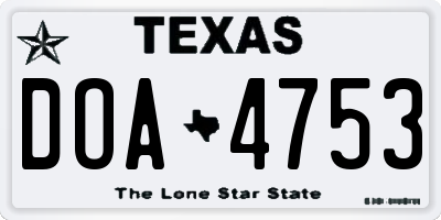 TX license plate DOA4753