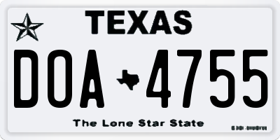 TX license plate DOA4755