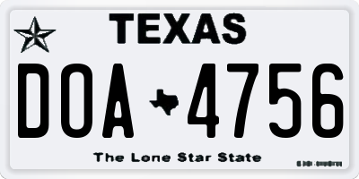 TX license plate DOA4756