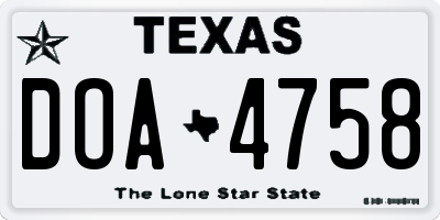TX license plate DOA4758