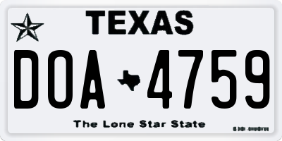 TX license plate DOA4759