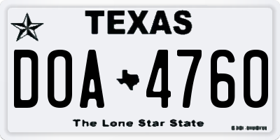 TX license plate DOA4760