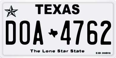 TX license plate DOA4762