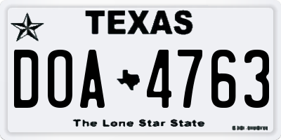 TX license plate DOA4763