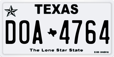 TX license plate DOA4764