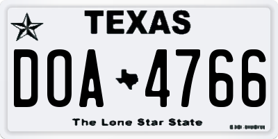 TX license plate DOA4766