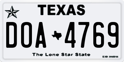 TX license plate DOA4769