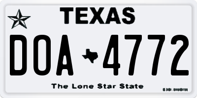TX license plate DOA4772