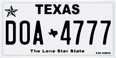 TX license plate DOA4777