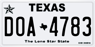 TX license plate DOA4783