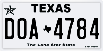 TX license plate DOA4784