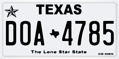 TX license plate DOA4785