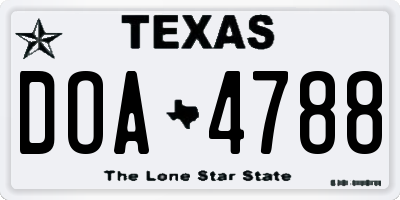 TX license plate DOA4788