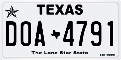 TX license plate DOA4791