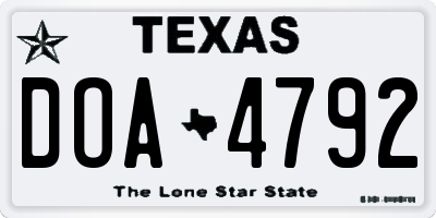 TX license plate DOA4792