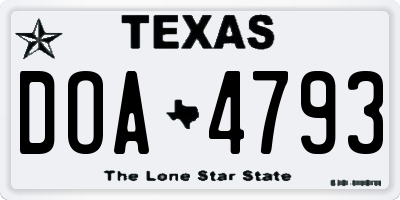 TX license plate DOA4793