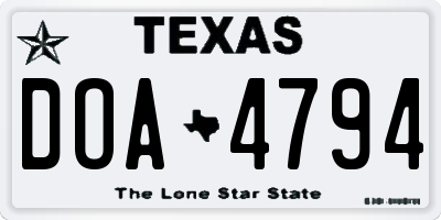 TX license plate DOA4794