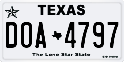 TX license plate DOA4797