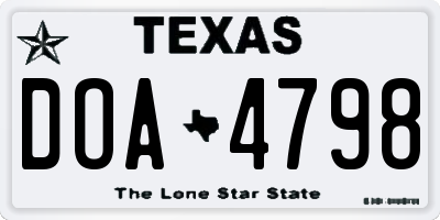 TX license plate DOA4798