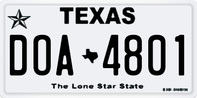 TX license plate DOA4801