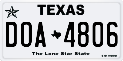 TX license plate DOA4806