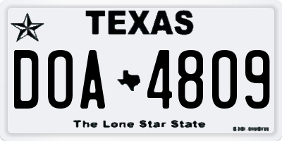 TX license plate DOA4809