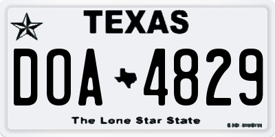 TX license plate DOA4829