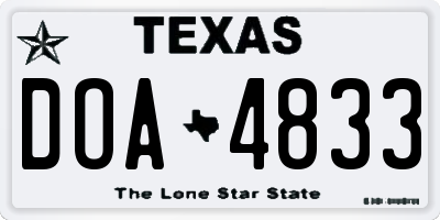 TX license plate DOA4833
