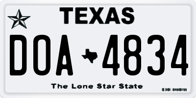 TX license plate DOA4834