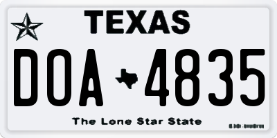 TX license plate DOA4835