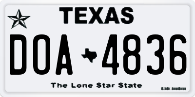 TX license plate DOA4836