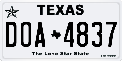 TX license plate DOA4837