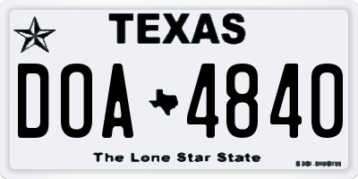 TX license plate DOA4840