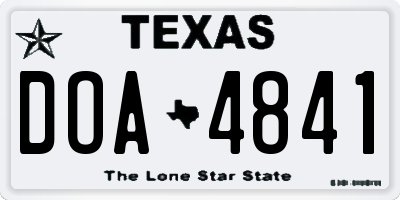 TX license plate DOA4841