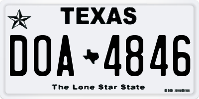 TX license plate DOA4846