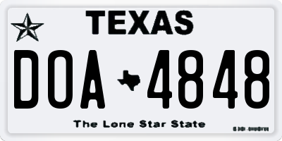 TX license plate DOA4848