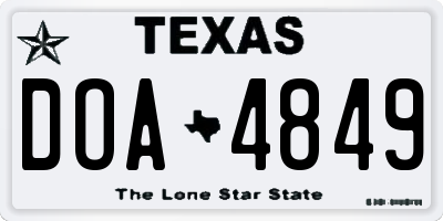 TX license plate DOA4849