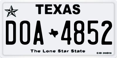 TX license plate DOA4852