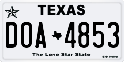TX license plate DOA4853