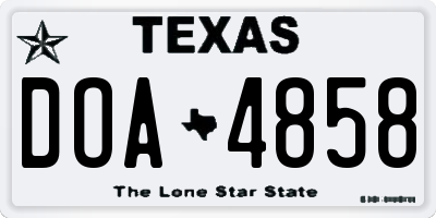 TX license plate DOA4858