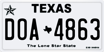 TX license plate DOA4863