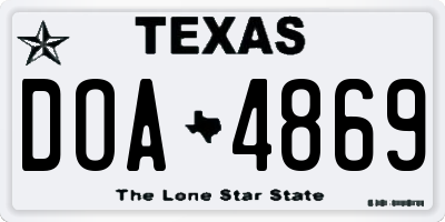 TX license plate DOA4869