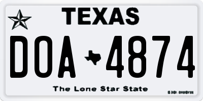 TX license plate DOA4874