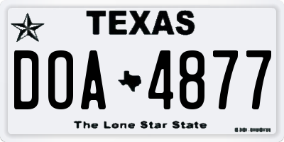 TX license plate DOA4877