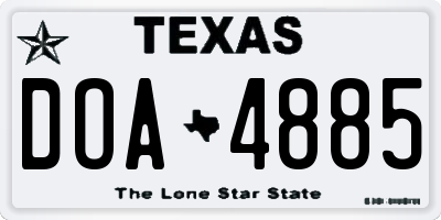 TX license plate DOA4885