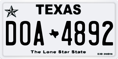 TX license plate DOA4892