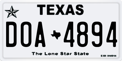 TX license plate DOA4894