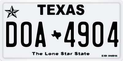 TX license plate DOA4904