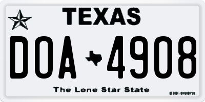 TX license plate DOA4908