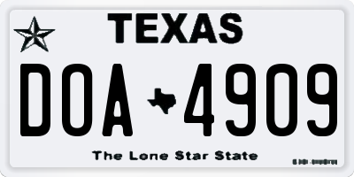 TX license plate DOA4909